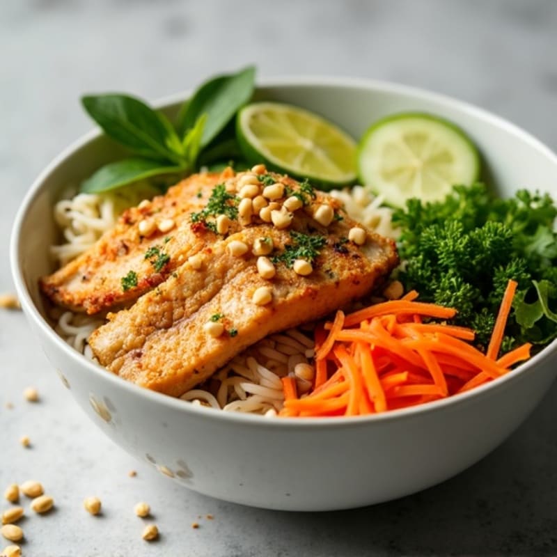 Crispy Lemongrass Chicken & Fresh Herb Noodle Bowl