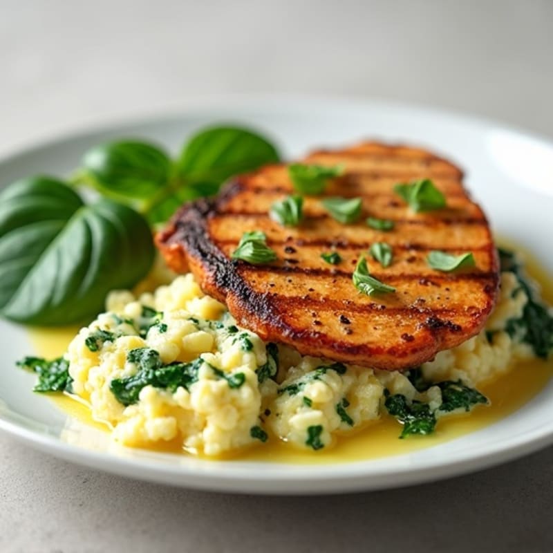 Egg White Spinach Scramble with Grilled Turkey Breast