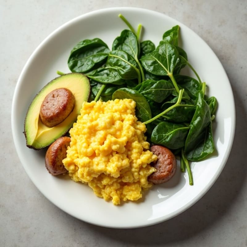 Scrambled Egg Whites with Spinach and Turkey Sausage