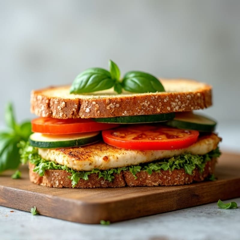 Herb-Marinated Grilled Vegetable Sandwich with Pesto