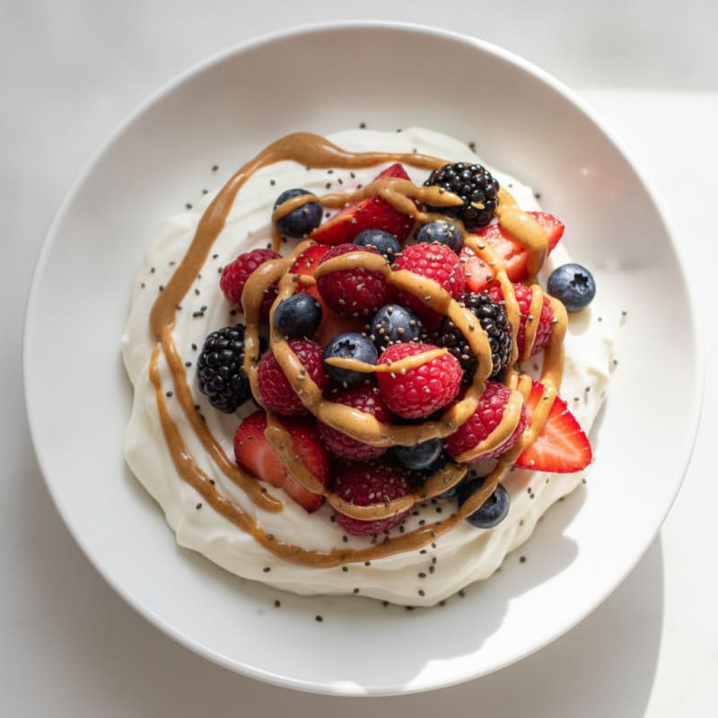 Silky Greek Yogurt Protein Pudding with Mixed Berries