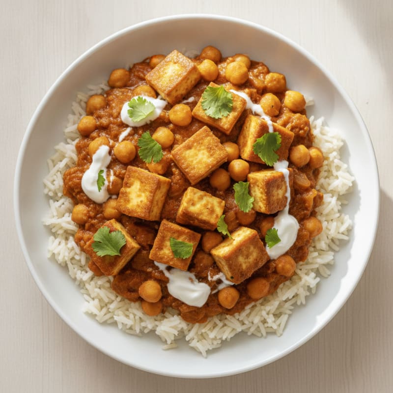 Tofu Chana Masala with Basmati Rice