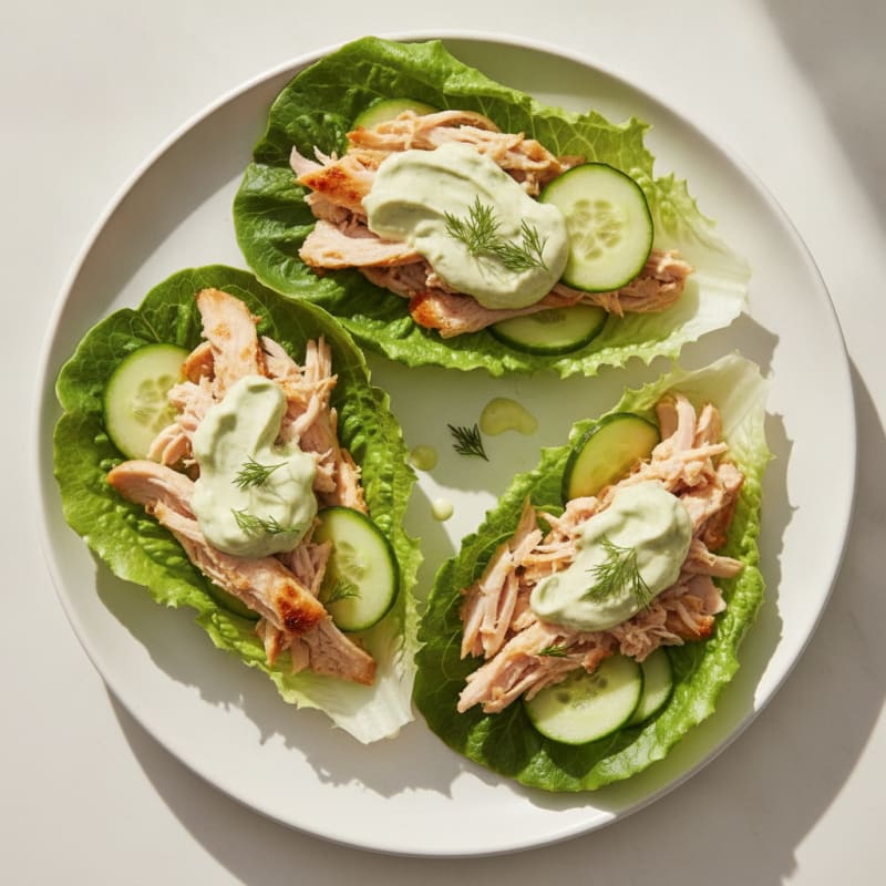 Herb-Roasted Turkey Lettuce Wraps with Sliced Cucumbers