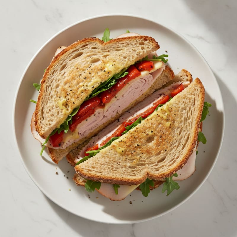 Turkey and Provolone Sandwich with Roasted Peppers
