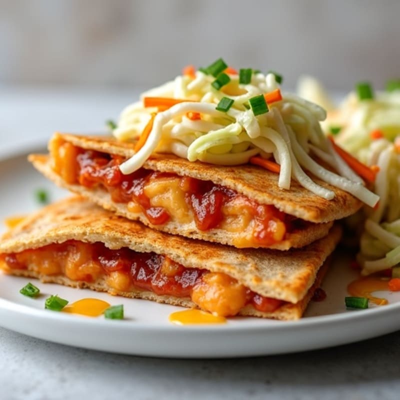 Crispy BBQ Chicken Quesadilla with Fresh Slaw