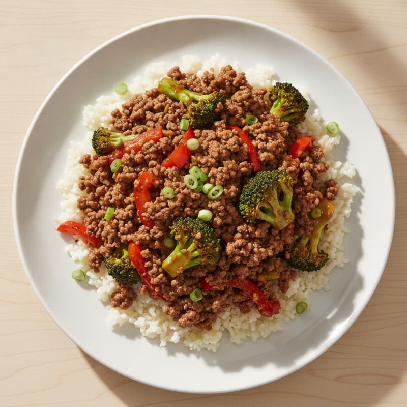 Lean Ground Beef and Vegetable Stir-Fry