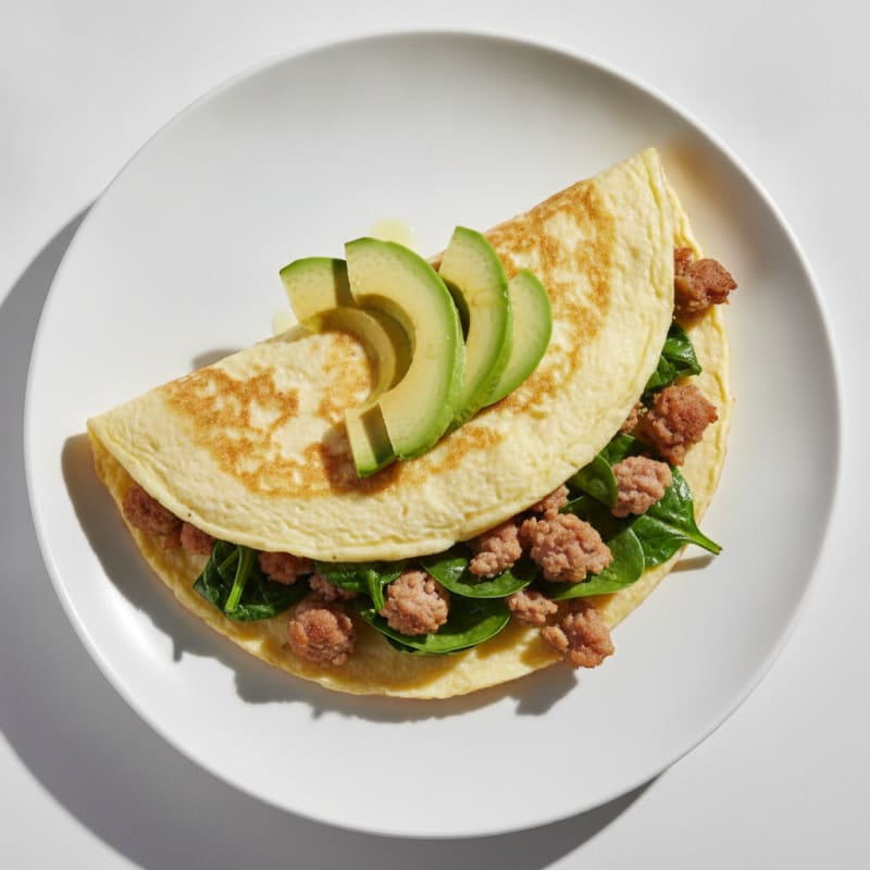 Egg White Omelet with Turkey Sausage and Spinach