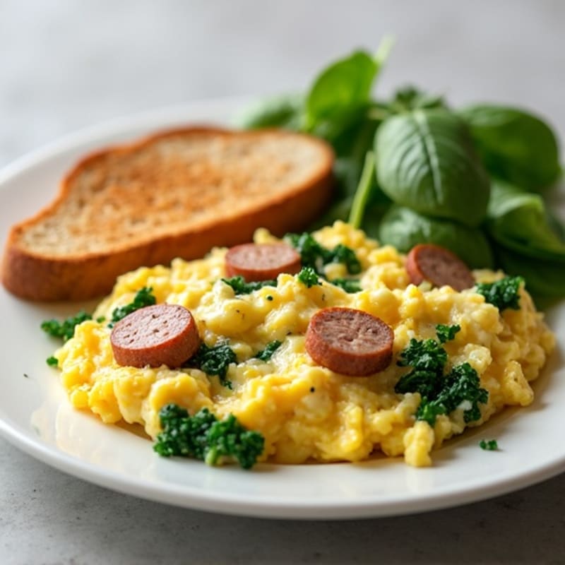 Egg White Scramble with Spinach and Turkey Sausage