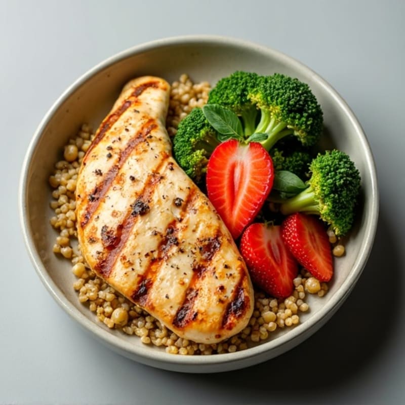 Grilled Chicken and Quinoa Power Bowl with Roasted Broccoli
