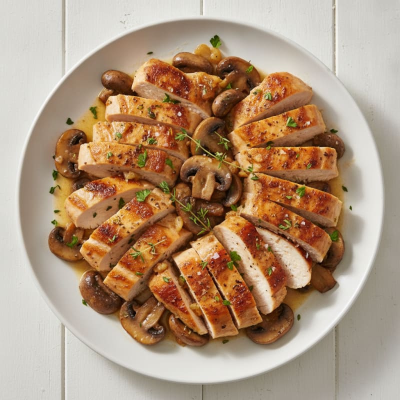 Roasted Garlic Butter Mushrooms with Herbed Chicken