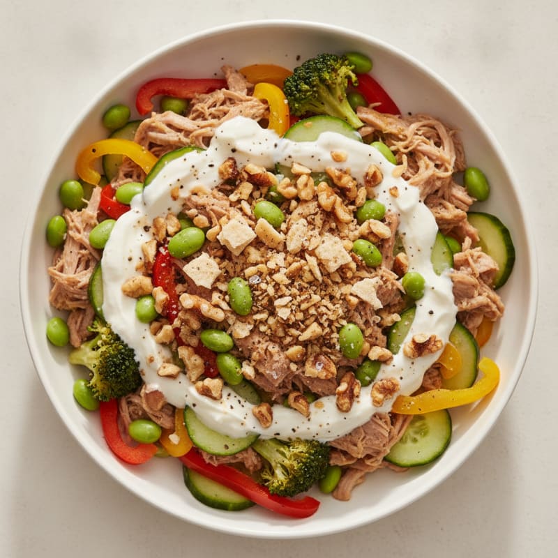 Pulled Pork Bowl with Edamame and Walnuts