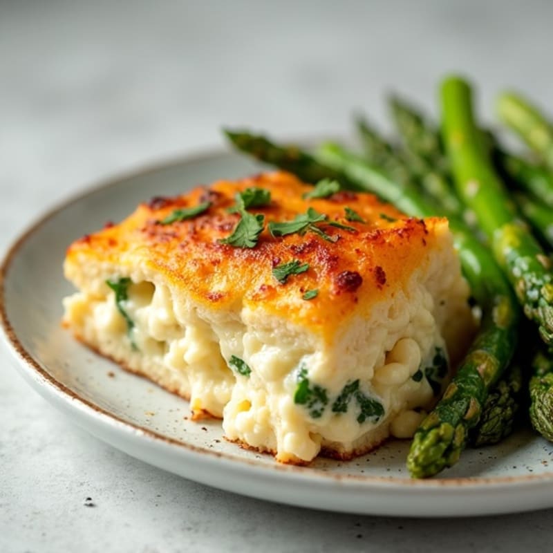 Creamy Cottage Cheese Chicken Bake with Roasted Asparagus