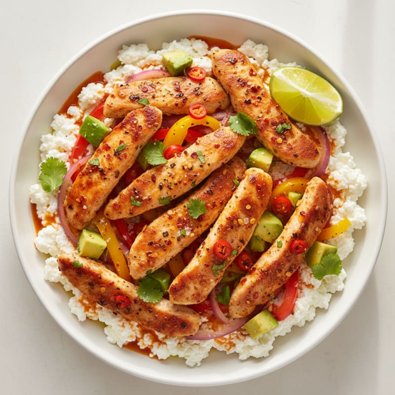 Zesty Spicy Chicken and Creamy Cottage Cheese