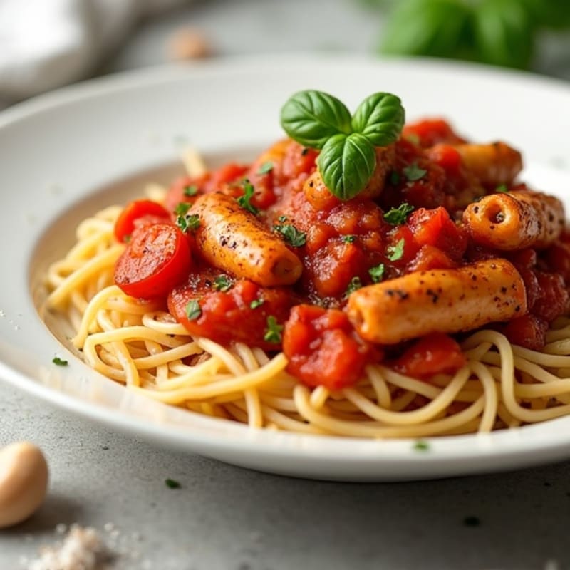 Lean Chicken Mince with Hearty Tomato Sauce and Whole Wheat Pasta