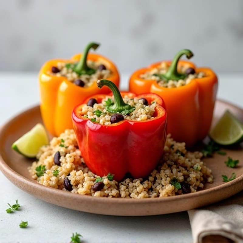 Roasted Bell Peppers Stuffed with Zesty Quinoa