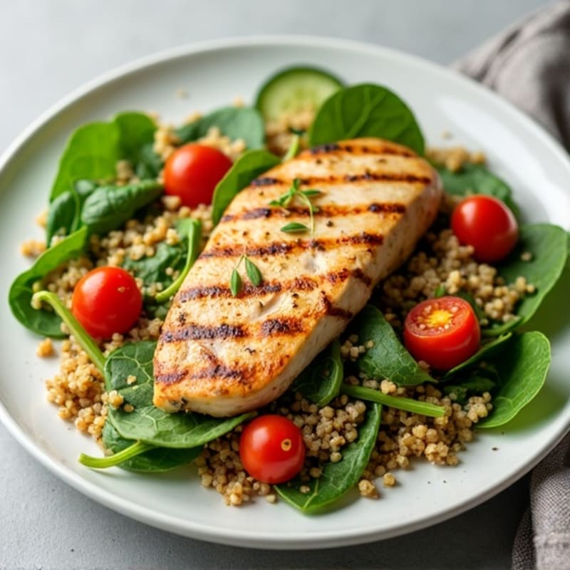 Grilled Chicken Breast with Quinoa Spinach Salad