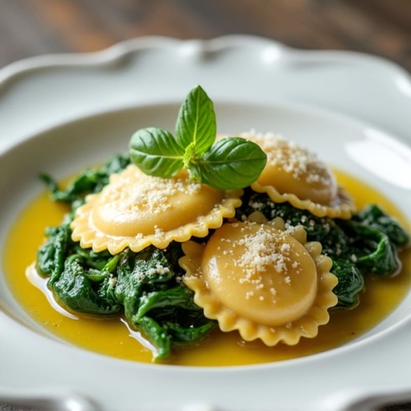 Ricotta-Spinach Ravioli with Garlic-Herb Sauce