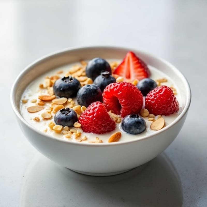 Creamy Cottage Cheese Bowl with Fresh Berries and Crunchy Almonds