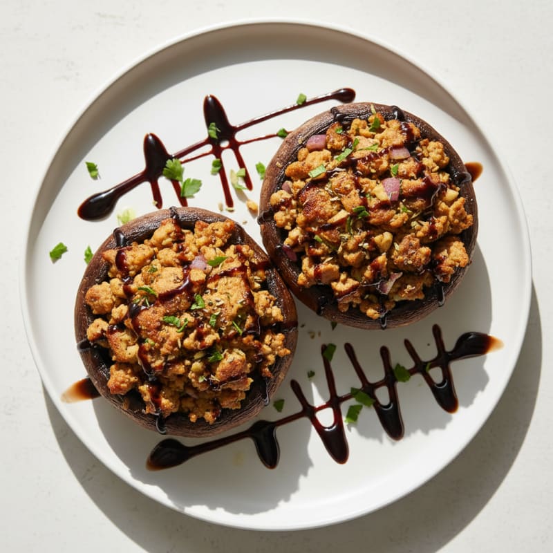 Herb-Stuffed Portobello Mushrooms with Balsamic Glaze