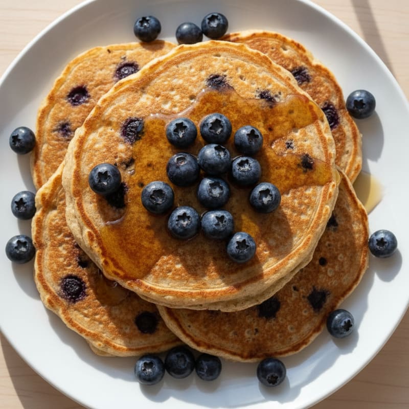 Blueberry Pancakes with Maple Syrup