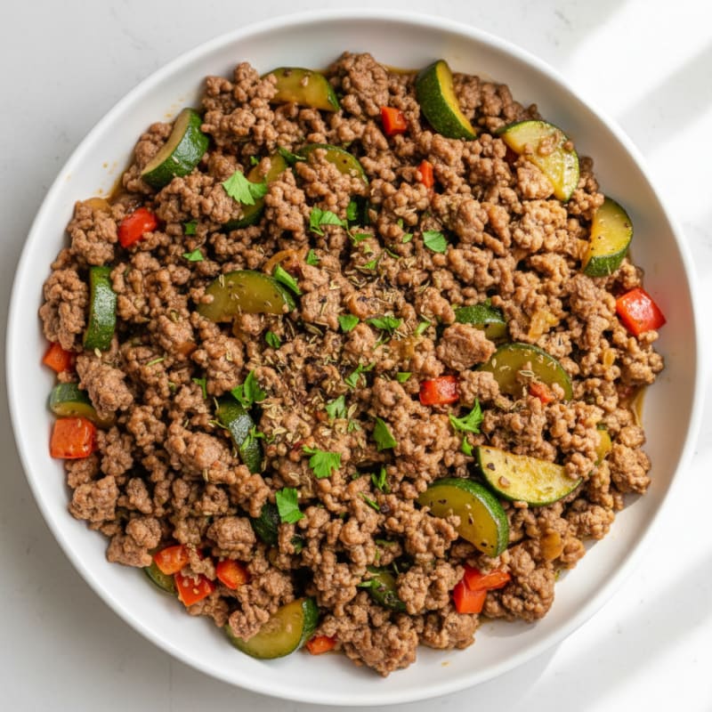 Tender Garlic-Herb Minced Beef Skillet
