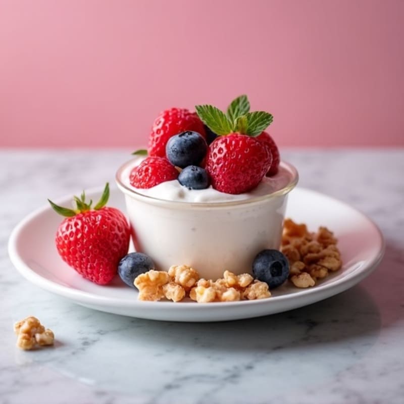 Greek Yogurt Protein Mousse with Mixed Berries