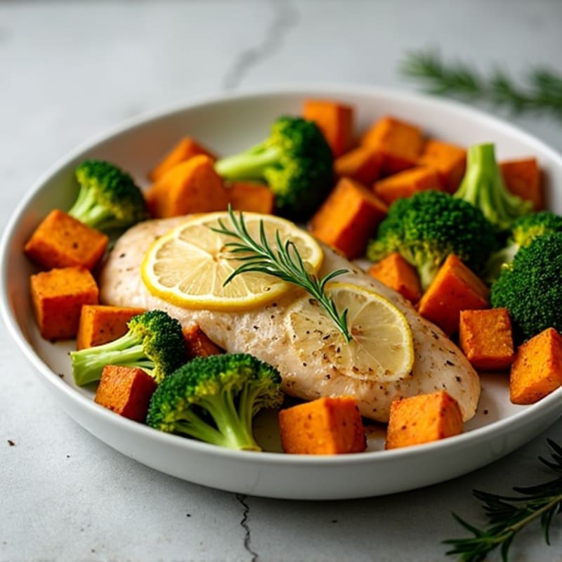 Sheet Pan Lemon-Herb Chicken and Roasted Broccoli