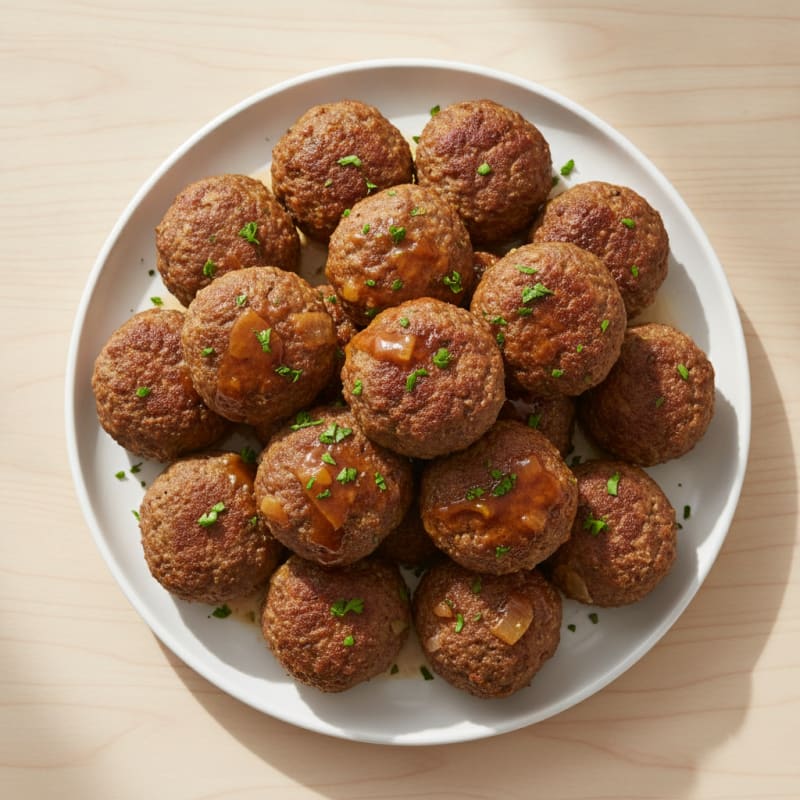 Seasoned Ground Beef Meatballs with Onion