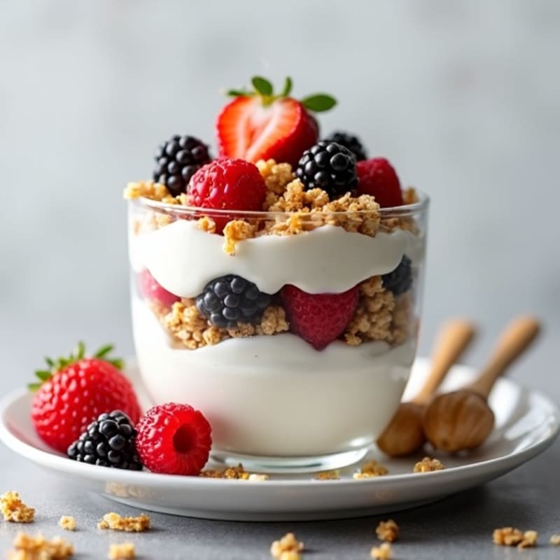 Creamy Greek Yogurt Parfait with Mixed Berries and Protein Granola