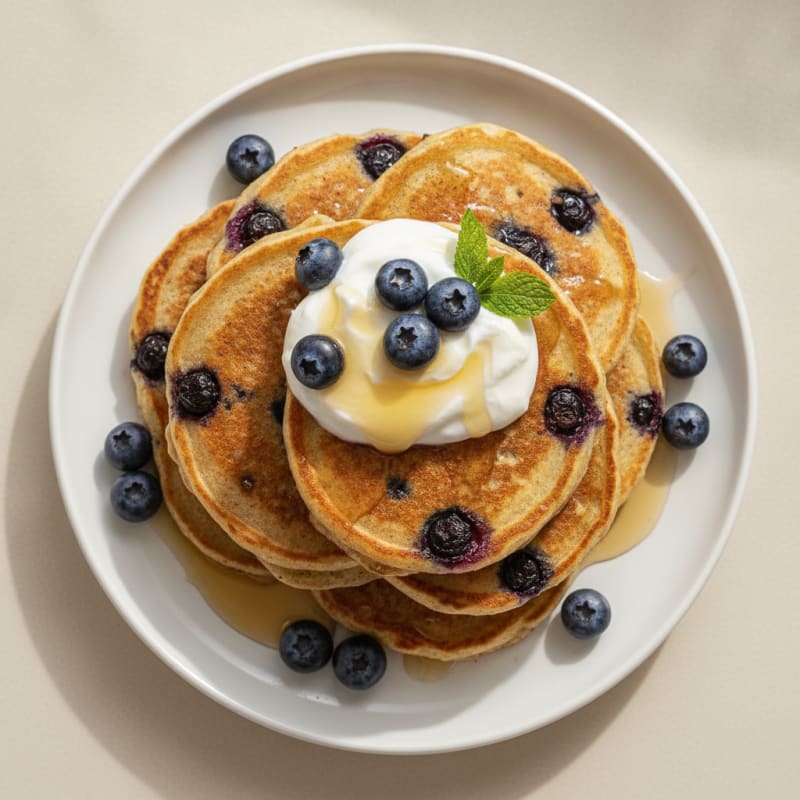 Blueberry Ricotta Protein Pancakes