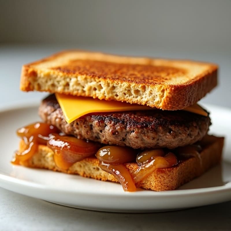 Skillet-Seared Lean Beef Patty Melt with Caramelized Onions