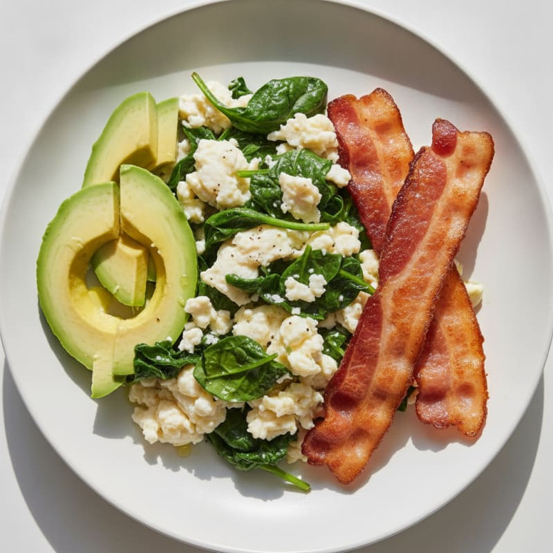 Scrambled Egg Whites with Spinach and Turkey Bacon
