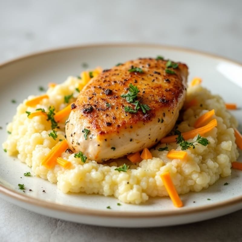 Creamy Herb-Spiced Chicken with Cheesy Cauliflower Mash