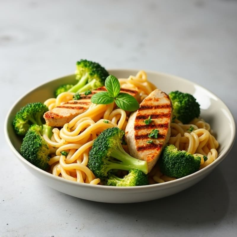 Grilled Chicken Pasta Salad with Roasted Broccoli