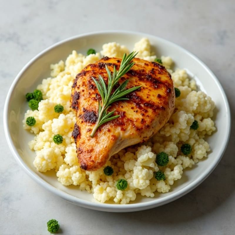 Herb-Roasted Chicken with Fluffy Cauliflower Rice