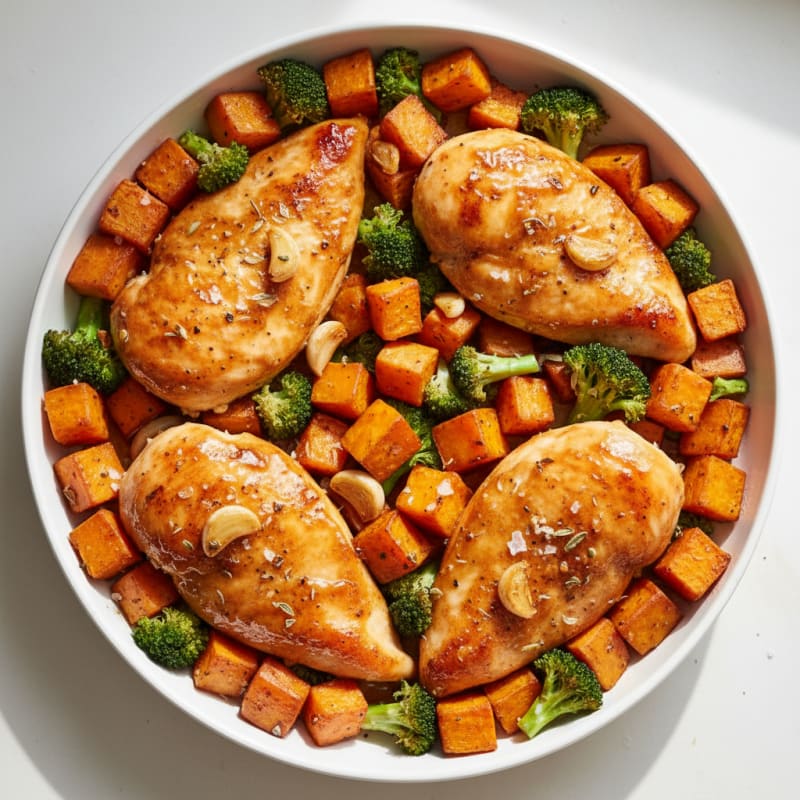 Sheet Pan Honey-Garlic Chicken and Sweet Potatoes