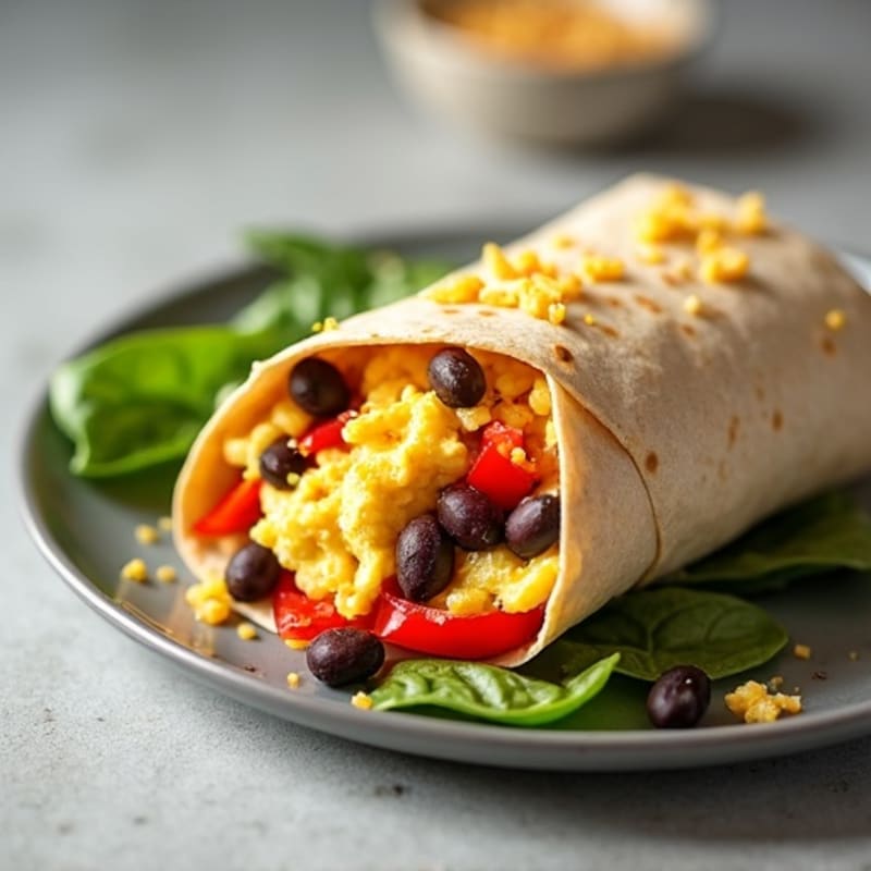 High-Protein Scrambled Egg and Veggie Burrito