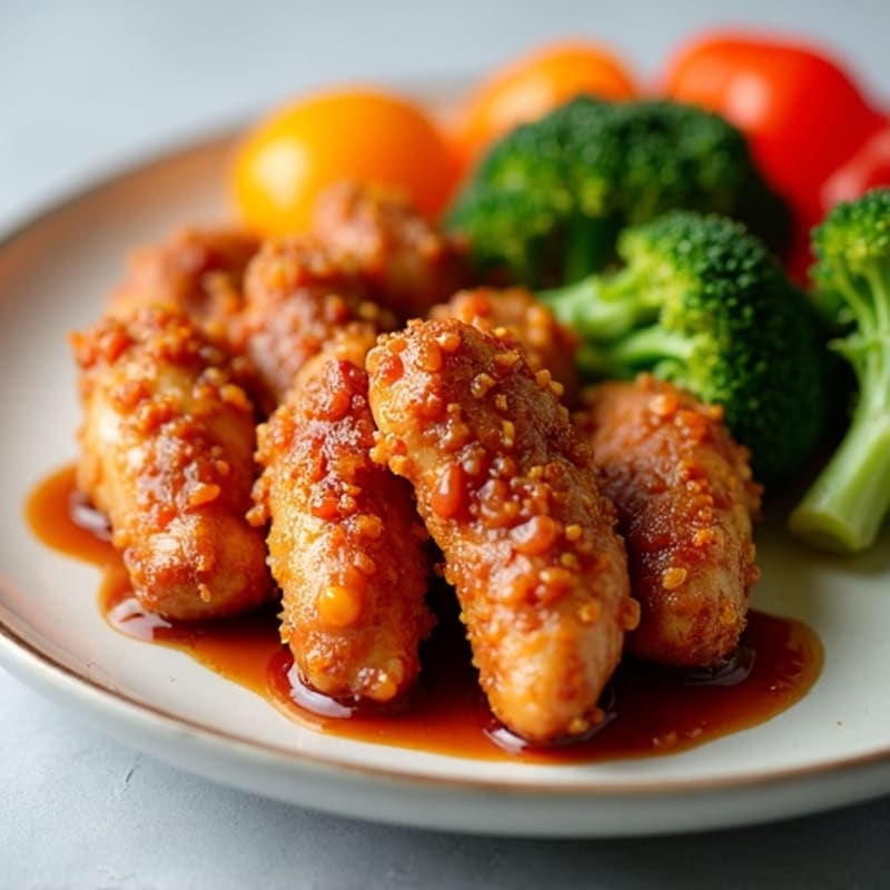 Crispy Baked Sweet and Sour Chicken with Roasted Vegetables