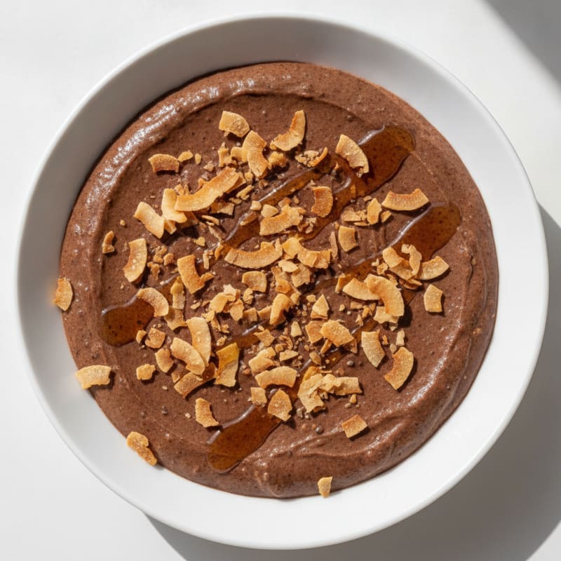 Silky Chocolate Protein Pudding with Toasted Coconut