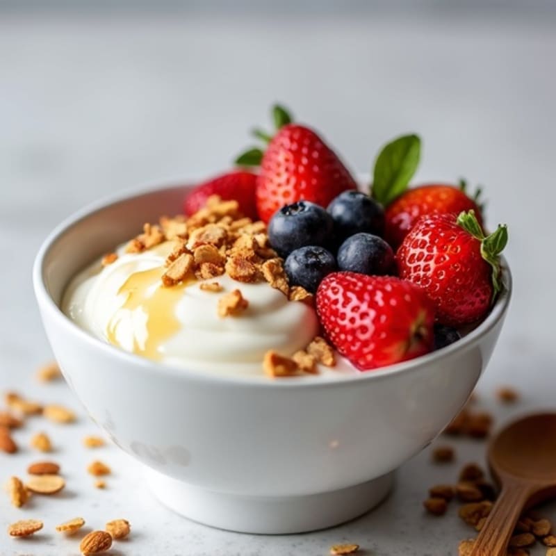 Creamy Greek Yogurt Bowl with Protein Powder and Mixed Berries