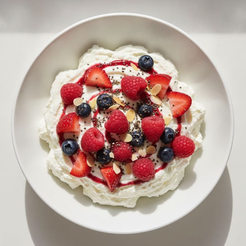 Greek Yogurt Protein Mousse with Mixed Berries