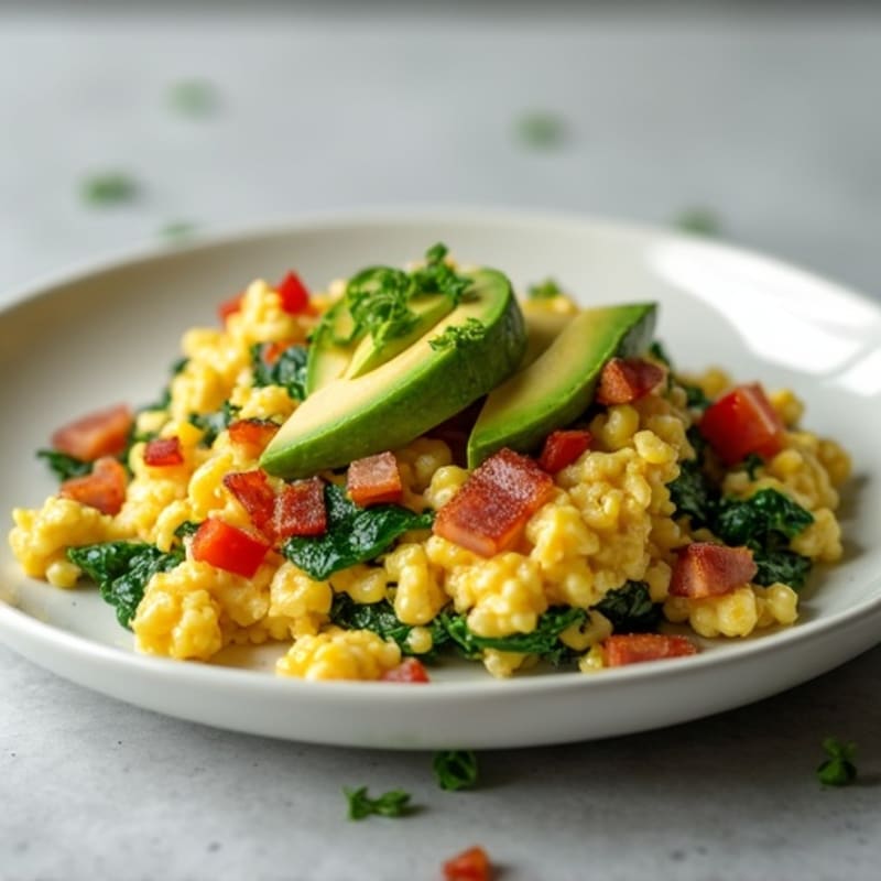 Egg White Scramble with Spinach and Turkey Bacon
