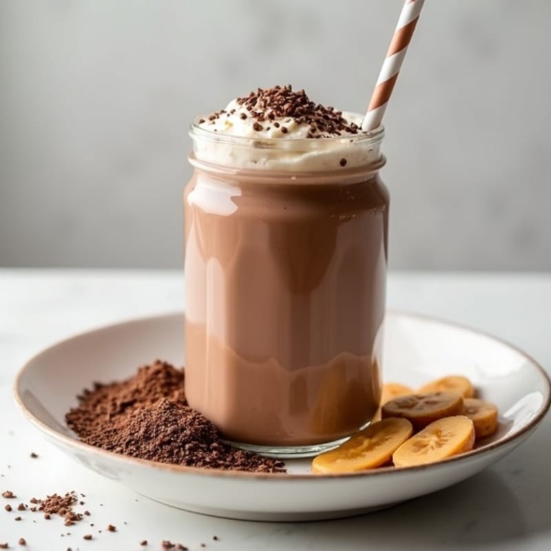 Chocolate Protein Shake with Peanut Butter and Chia Seeds