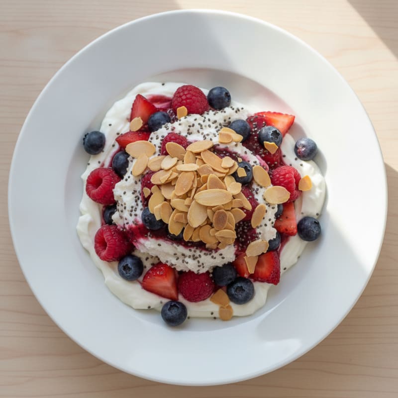 Creamy Vanilla Greek Yogurt Protein Parfait with Mixed Berries