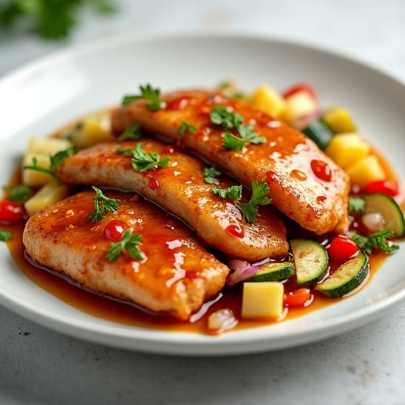 Crispy Sweet & Sour Chicken with Roasted Vegetables