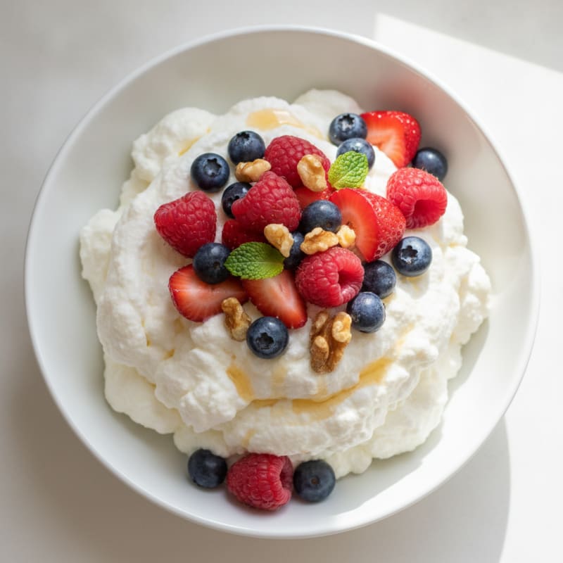 Greek Yogurt Protein Mousse with Mixed Berries