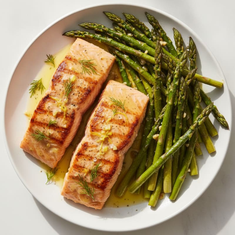 Lemon Herb Grilled Salmon with Asparagus