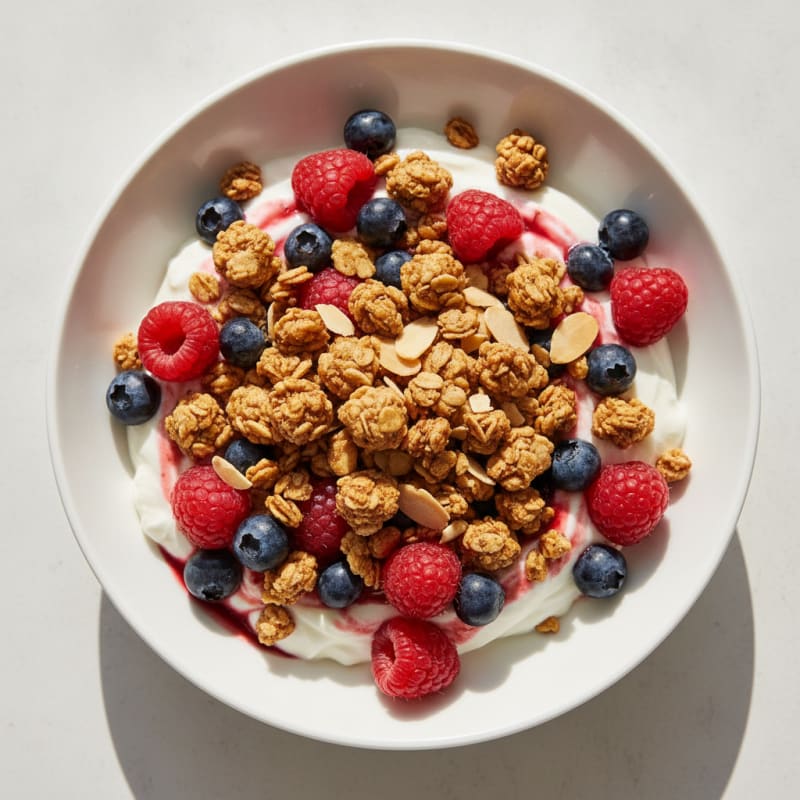 Creamy Greek Yogurt Parfait with Mixed Berries and Protein Granola