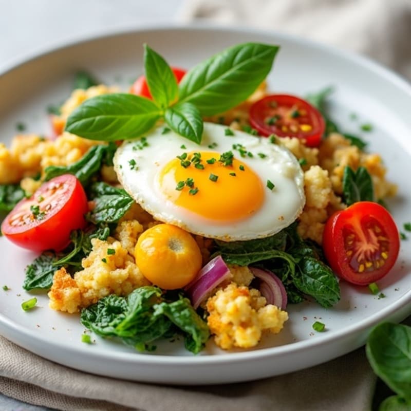 Fluffy Egg and Veggie Scramble with Fresh Herbs