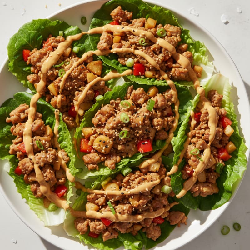 Savory Pork Lettuce Wraps with Peanut Sauce